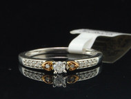 Ladies 10K White Gold 3 Stone Round Diamond Engagement Ring Bridal Set .17 Ct.