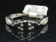 10k White Gold Round Cut Black Diamond Solitaire 3 Stone Engagement Ring 1.01 Ct