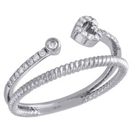 10K White Gold Diamond Bypass Heart Split Shank Stackable Cocktail Ring 1/6 Ct.