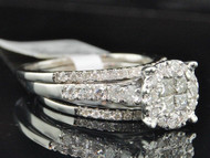 Princess Cut Diamond 3 Piece Bridal Set 14k White Gold Engagement Wedding Ring
