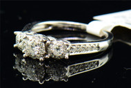 Diamond Engagement Wedding Ring Ladies 14K White Gold Three Stone Design 0.52 Ct