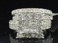 Ladies 14K White Gold Diamond Engagement Ring 3 Piece Wedding Band 4.00 Ct.