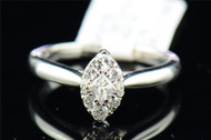 Solitaire Diamond Engagement Ring 14K White Gold Princess Cut 0.39 Ct