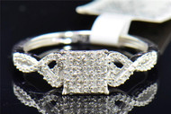 Diamond Engagement Ring Round Cut Pave Love Heart 10K White Gold 0.18 Ct.