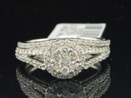 Ladies 14K White Gold Diamond Engagement Ring Wedding Band Bridal Set 1.04 Ct.
