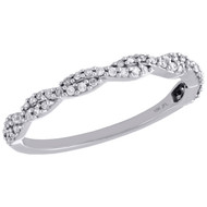 10K White Gold Round Diamond Braided Twisted Stackable Right Hand Ring 1/6 Ct.