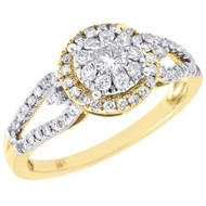 Diamond Engagement Ring Ladies 14K Yellow Gold Round Halo Wedding 0.50 Tcw.