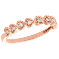 14K Rose Gold Bezel Set Diamond Milgrain Edge Hearts Stackable Ring 0.10 CT.