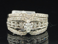 14K White Gold Solitaire Round Cut Diamond Engagement Wedding Bridal Ring Set