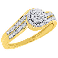 Diamond Engagement Wedding Ring 10K Yellow Gold Round Cut Pave Head 0.18 Ct.