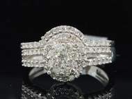 10K White Gold Diamond Bridal Set 0.78 CT Engagement Ring Curved Wedding Band