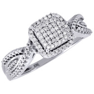 Diamond Engagement Infinity 10k White Gold Round Cut Square Wedding Ring .15 Ct.