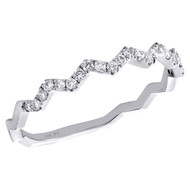 10K White Gold Round Diamond Zig Zag Heartbeat Stackable Right Hand Ring 0.20 CT