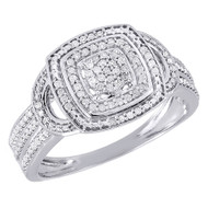 10K White Gold Diamond Ladies Square Promise Fashion Band Right Hand Ring .15 Ct