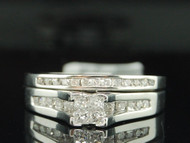WOMENS WHITE GOLD PRINCESS CUT DIAMOND ENGAGEMENT BRIDAL WEDDING RING SET
