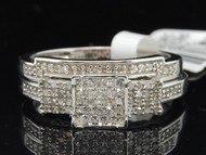 Ladies 10K White Gold Diamond Engagement Ring Round Cut Wedding Band Bridal Set