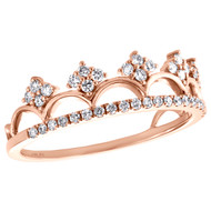 14K Rose Gold Round Diamond Queen's Crown Majesty Women's Cocktail Ring 0.37 CT.