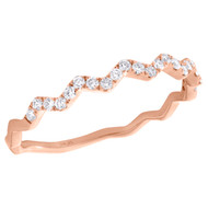 10K Rose Gold Round Diamond Zig Zag Heartbeat Stackable Right Hand Ring 0.20 CT