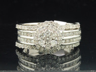 Ladies 14K White Gold Diamond Engagement Ring Wedding Band Bridal Set 1.12 Ct.