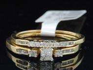 Diamond Engagement Wedding Set 10K Yellow Gold Princess Cut Bridal Ring 0.29 Ctw