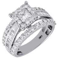 Diamond Wedding Engagement Ring Ladies 14K White Gold Solitaire Princess 1.99 Ct