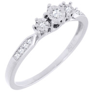 3 Stone Diamond Promise Engagement Wedding Ring Ladies 10K White Gold 0.10 Ct.