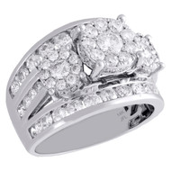 14K White Gold Three Solitaire Diamond Engagement Ring Flower Set 2.50 CT.