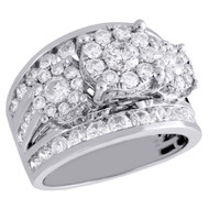 14K White Gold Three Cluster Solitaire Diamond Engagement Ring Flower Set 3 CT.