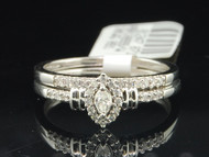 Ladies 10K White Gold Diamond Engagement Ring Wedding Band Bridal Set 0.22 Ct.