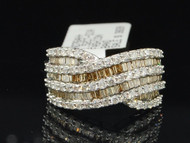 Brown Baguette Cut Diamond Fashion Band White Gold Champagne Cocktail Ring