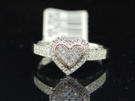 LADIES ROSE GOLD LOVE HEART DIAMOND PAVE SET RING .50CT
