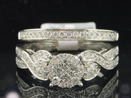 Diamond Bridal Set 14K White Gold Ladies Round Engagement Wedding Ring 0.67 Tcw.