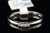 Ladies 10K White Gold 3 Stone Round Cut Diamond Engagement Ring Wedding 0.07 ct.