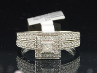 10K White Gold Princess Cut Diamond Solitaire Engagement Wedding Band Bridal Set