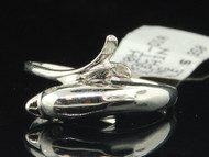 Ladies 10K White Gold Dolphin Diamond Engagement Fashion Cocktail Ring .03 Ct.