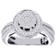 Diamond Engagement Wedding Ring 10K White Gold Fashion Circle Pave Head 1.05 Ct.