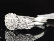 LADIES 10K WHITE GOLD DIAMOND FLOWER ANNIVERSARY RING