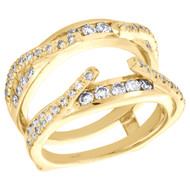 14K Yellow Gold Round Diamond Cathedral Style Engagement Ring Wrap Enhancer 1 CT