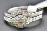 Diamond Bridal Set Engagement Ring Wedding Band 10K White Gold Pave 0.25 Ct