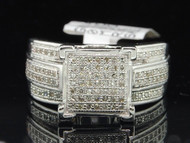 .925 Sterling Silver Round Cut Diamond Pave Right Hand Cocktail Ring 1/3 Ct.