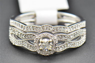 Solitaire Diamond Bridal Set Round Pave Engagement Ring 10K White Gold 0.40 Ct