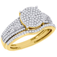 Diamond Wedding Ring 10K Yellow Gold Bridal Set 0.50 Ct. Curved Engagement Band