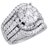 Diamond Bridal Set Ladies 14K White Gold Wedding Engagement Ring 2.42 Ct.