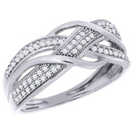 Diamond Intertwine Swirl Fashion Band 10K White Gold Round Cut Ring 0.20 Ct.