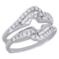 14K White Gold Baguette Diamond Enhancer Wrap Jacket Swirl Wedding Ring 0.75 Ct.