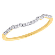 14K Yellow Gold Round Diamond Contour Enhancer Ring Ladies Wedding Band 1/10 Ct.