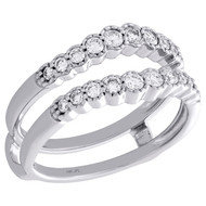 14K White Gold Bezel Set Daimond Contour Enhancer Jacket Wedding Ring 0.50 Ct.