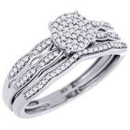 Diamond Engagement Wedding Ring 10K White Gold Round Pave Head Bridal Set 1/4 Ct
