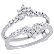 14K White Gold Diamond Solitaire Engagement Wrap Floral Enhancer Ring 0.33 Ct.