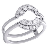 14K White Gold Diamond Half Round Enhancer Wrap Jacket 2 Row Wedding Ring 1/2 Ct